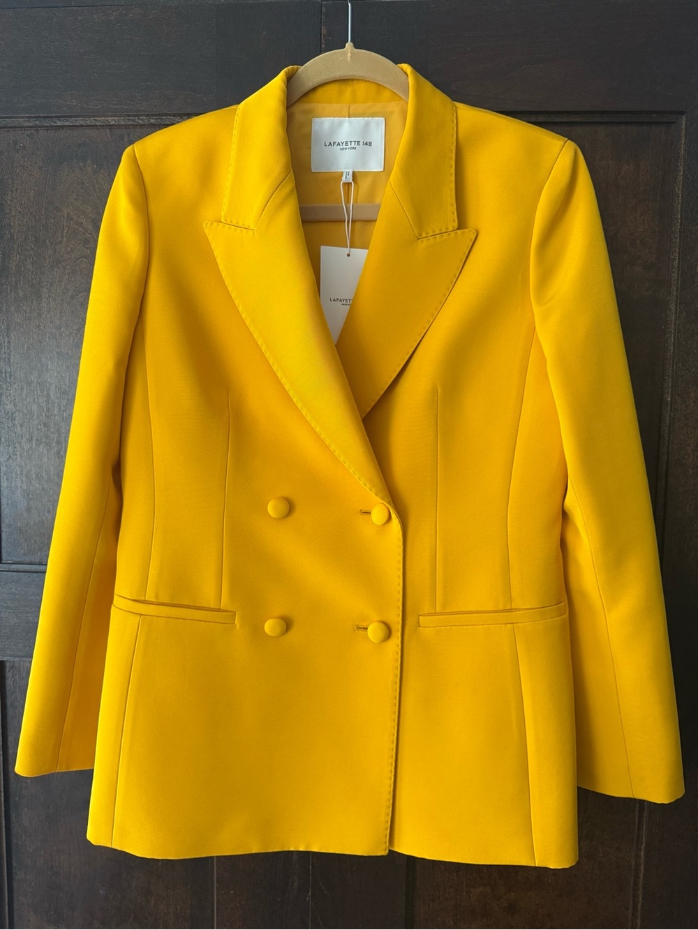 Lafayette 148 New York Double-Breasted Mustard Blazer